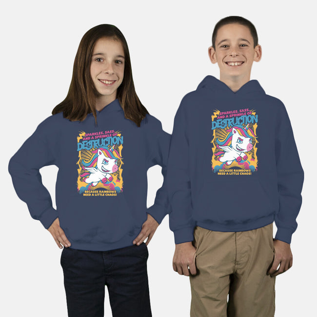 Unicorn Rainbows Destruction-Youth-Pullover-Sweatshirt-Studio Mootant