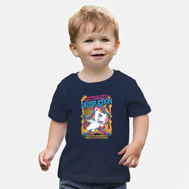 Unicorn Rainbows Destruction-Baby-Basic-Tee-Studio Mootant