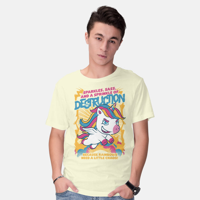 Unicorn Rainbows Destruction-Mens-Basic-Tee-Studio Mootant