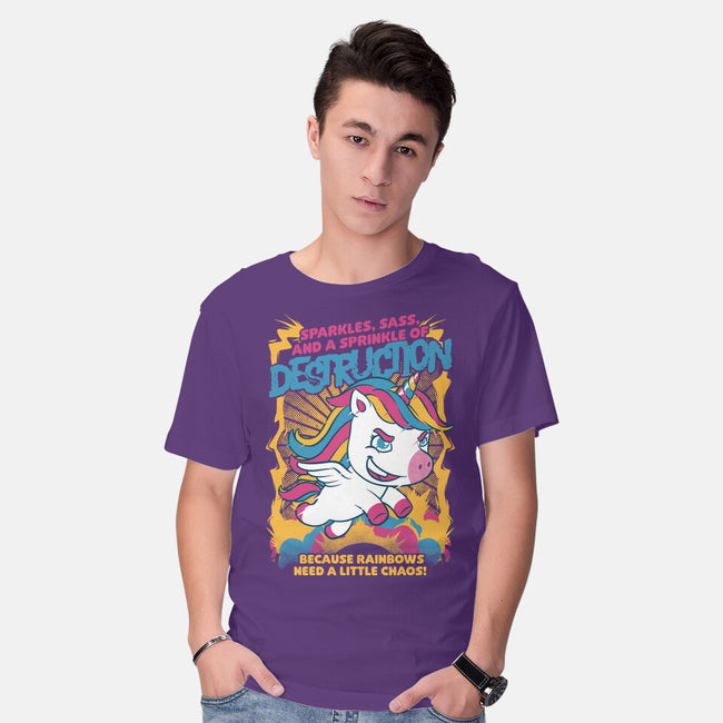 Unicorn Rainbows Destruction-Mens-Basic-Tee-Studio Mootant