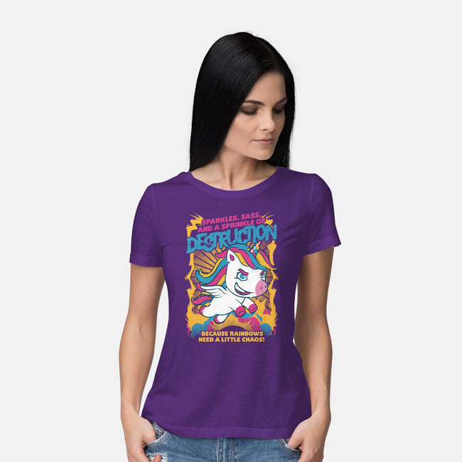 Unicorn Rainbows Destruction-Womens-Basic-Tee-Studio Mootant