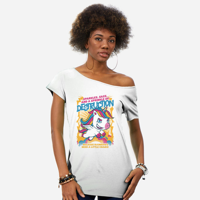 Unicorn Rainbows Destruction-Womens-Off Shoulder-Tee-Studio Mootant