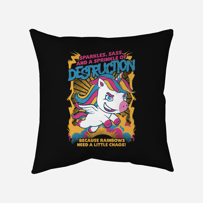 Unicorn Rainbows Destruction-None-Removable Cover-Throw Pillow-Studio Mootant