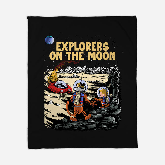 Explorers On The Moon-None-Fleece-Blanket-zascanauta