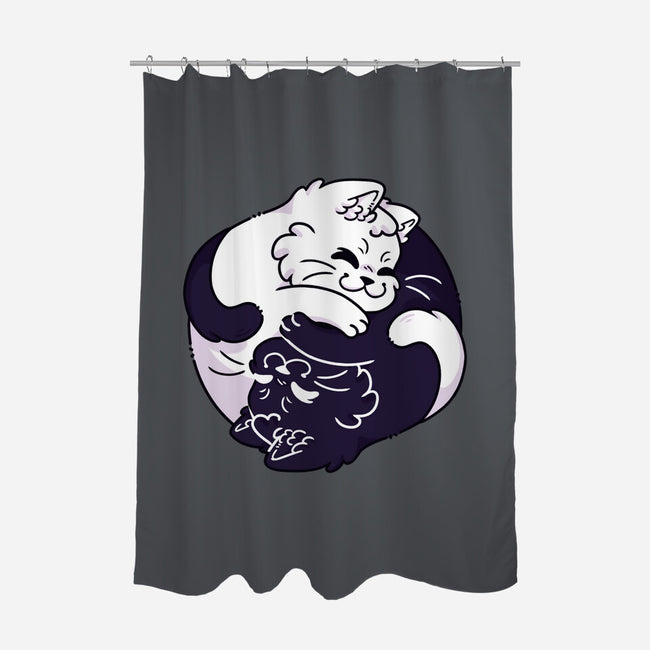 Ying Yang Cat-None-Polyester-Shower Curtain-Zaia Bloom