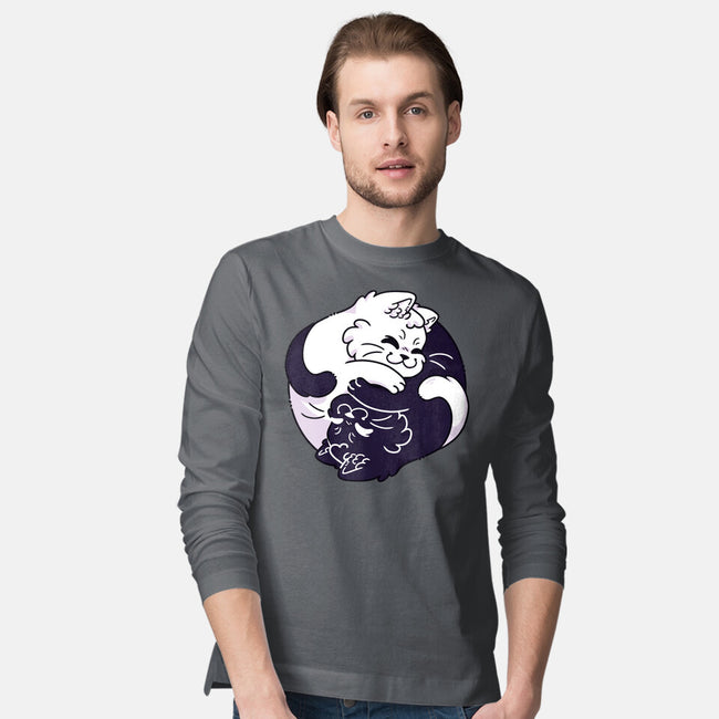 Ying Yang Cat-Mens-Long Sleeved-Tee-Zaia Bloom