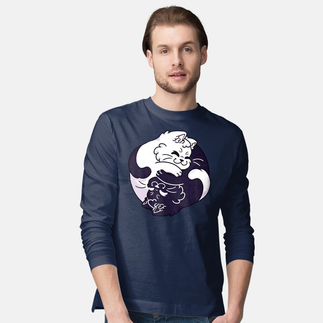 Ying Yang Cat-Mens-Long Sleeved-Tee-Zaia Bloom