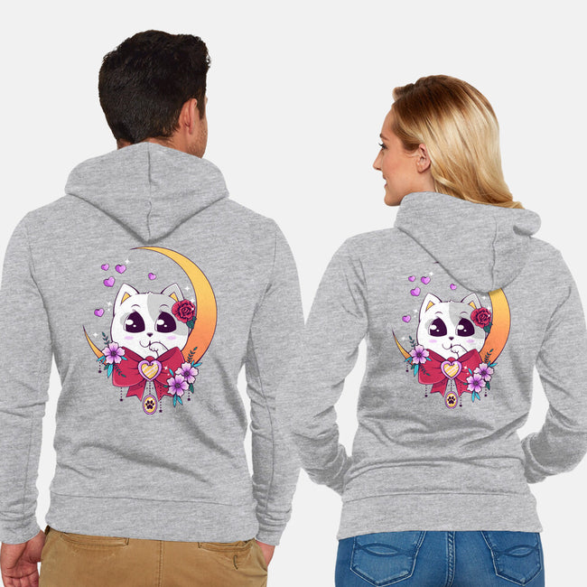 Kawaii Cat-Unisex-Zip-Up-Sweatshirt-GODZILLARGE