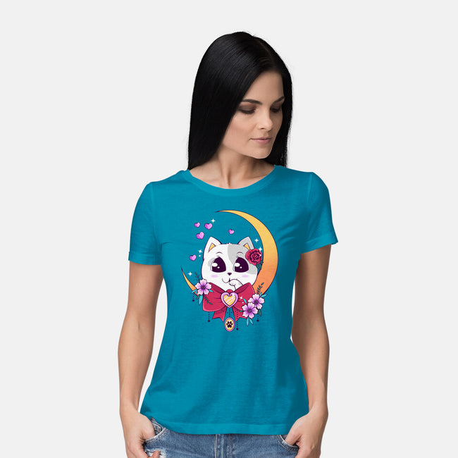 Kawaii Cat-Womens-Basic-Tee-GODZILLARGE