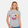 Kawaii Cat-Womens-Fitted-Tee-GODZILLARGE