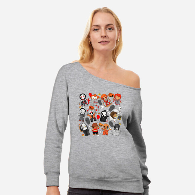 Horror Family-Womens-Off Shoulder-Sweatshirt-Vallina84