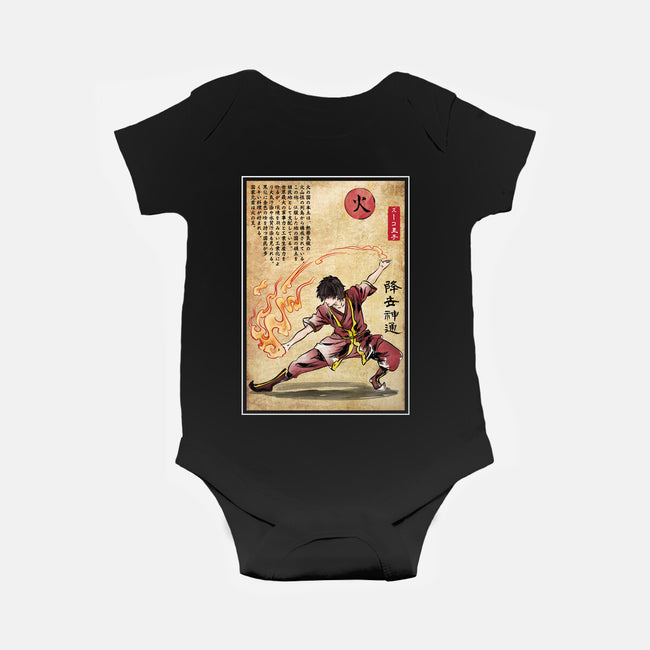 Fire Nation Master Woodblock-Baby-Basic-Onesie-DrMonekers