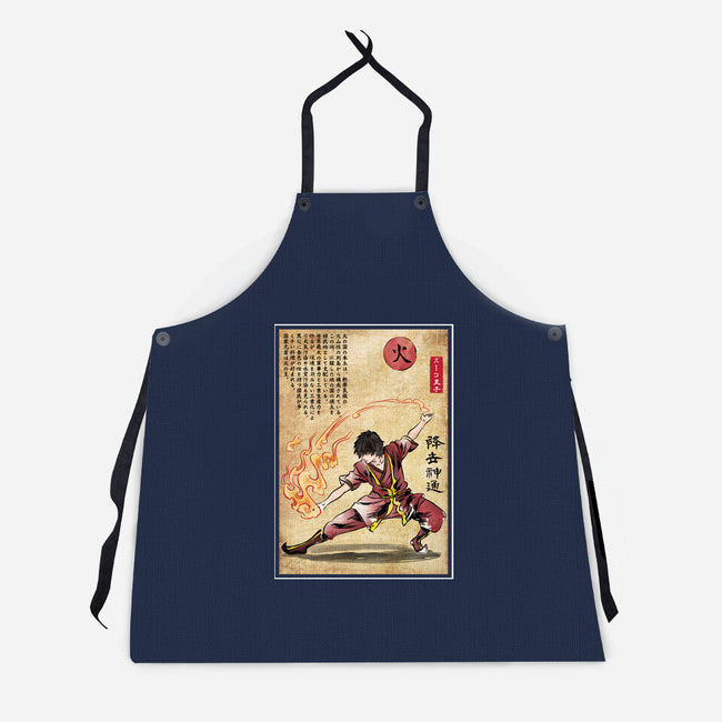 Fire Nation Master Woodblock-Unisex-Kitchen-Apron-DrMonekers