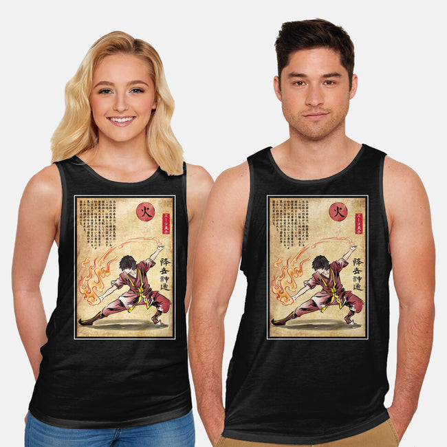 Fire Nation Master Woodblock-Unisex-Basic-Tank-DrMonekers