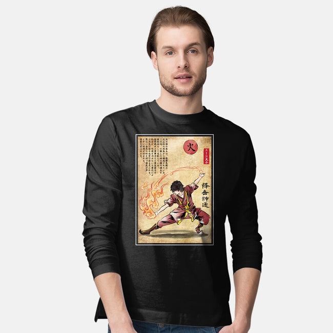 Fire Nation Master Woodblock-Mens-Long Sleeved-Tee-DrMonekers