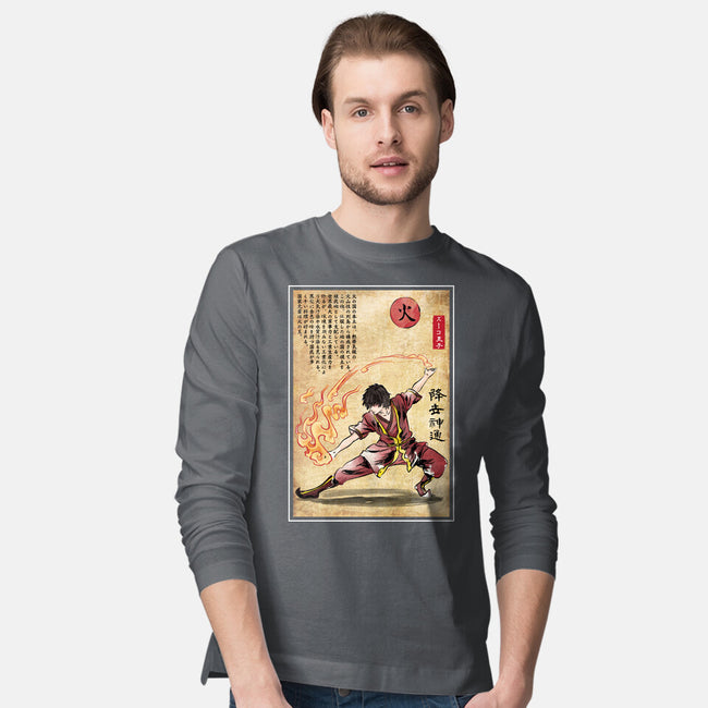 Fire Nation Master Woodblock-Mens-Long Sleeved-Tee-DrMonekers