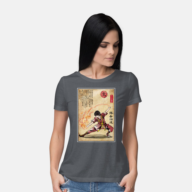 Fire Nation Master Woodblock-Womens-Basic-Tee-DrMonekers