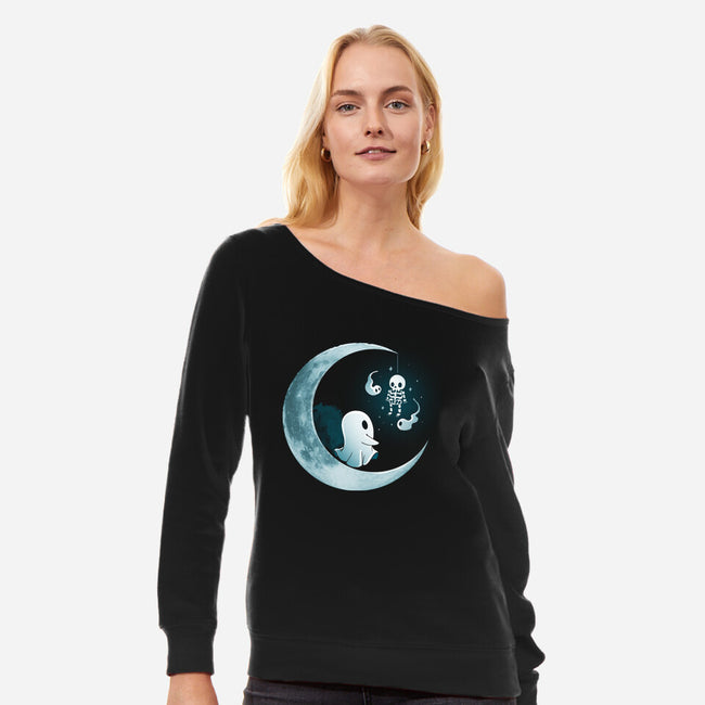 Ghostly Moon-Womens-Off Shoulder-Sweatshirt-Vallina84