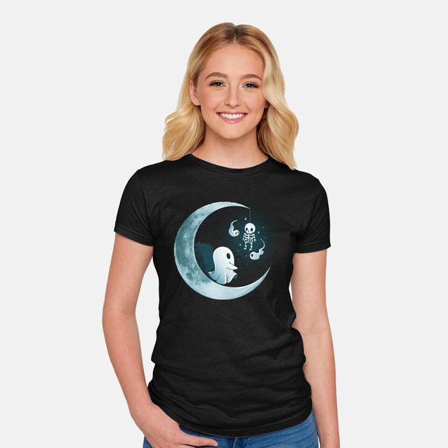 Ghostly Moon-Womens-Fitted-Tee-Vallina84