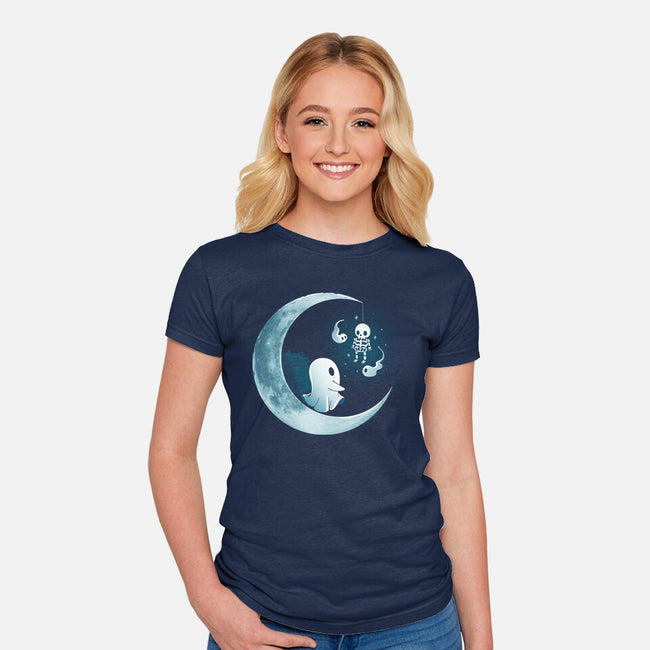 Ghostly Moon-Womens-Fitted-Tee-Vallina84