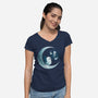 Ghostly Moon-Womens-V-Neck-Tee-Vallina84