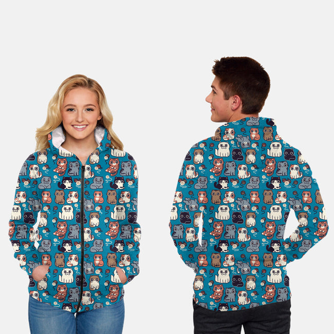 Kawaii Cat Family-Unisex-All Over Print Zip-Up-Sweatshirt-Weird & Punderful