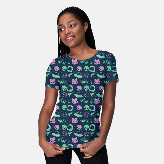 Pastel Alien-Womens-All Over Print Crew Neck-Tee-xMorfina