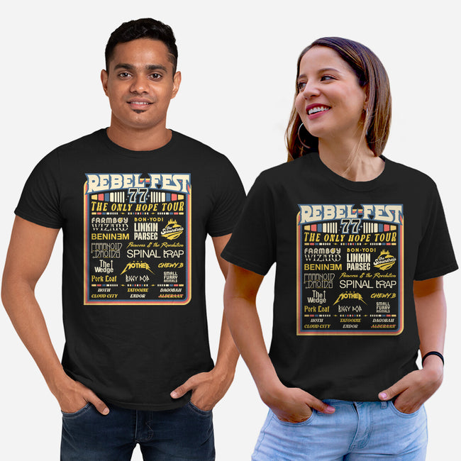 Rebel Fest-Unisex-Basic-Tee-rocketman_art