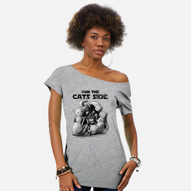 Join The Cats Side-Womens-Off Shoulder-Tee-fanfabio