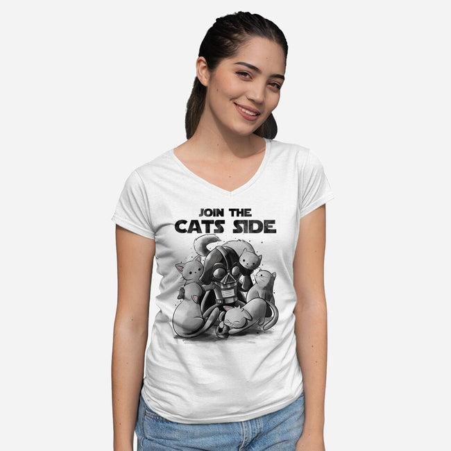 Join The Cats Side-Womens-V-Neck-Tee-fanfabio