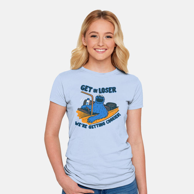 Getting Cookies-Womens-Fitted-Tee-rocketman_art