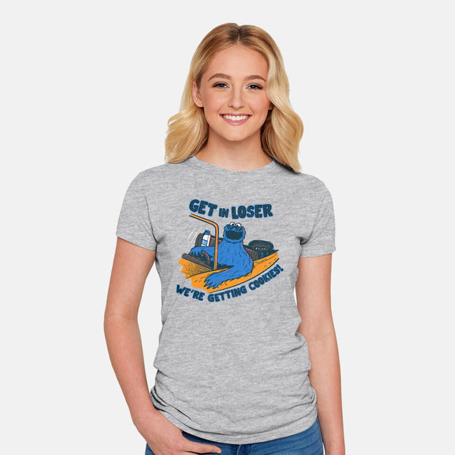 Getting Cookies-Womens-Fitted-Tee-rocketman_art