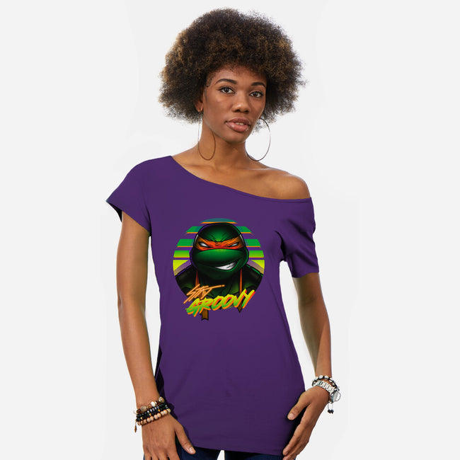 Stay Groovy Turtle-Womens-Off Shoulder-Tee-Getsousa!