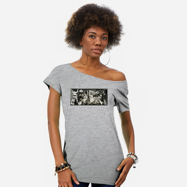 Holy Guernica-Womens-Off Shoulder-Tee-retrodivision