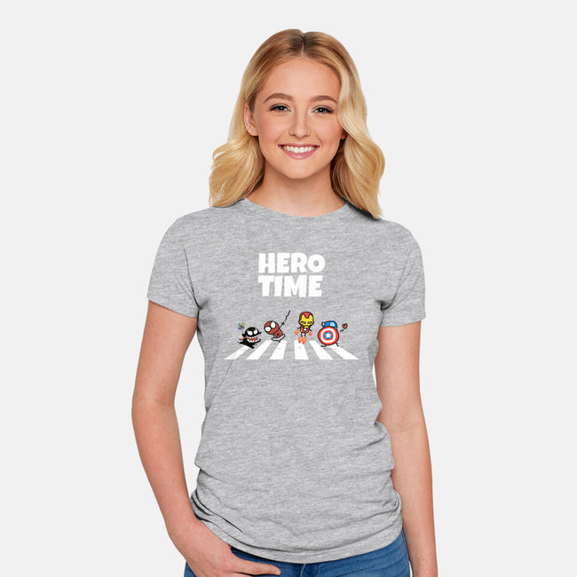 Hero Time-Womens-Fitted-Tee-MaxoArt