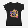 Cute Sailor Moon-Womens-V-Neck-Tee-Ca Mask