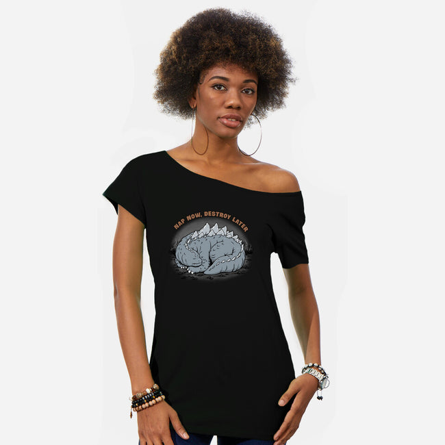 Nap Now Destroy Later-Womens-Off Shoulder-Tee-pigboom