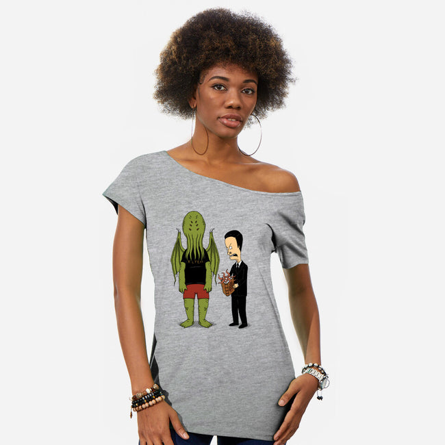 Cosmic Horror Is Cool-Womens-Off Shoulder-Tee-pigboom