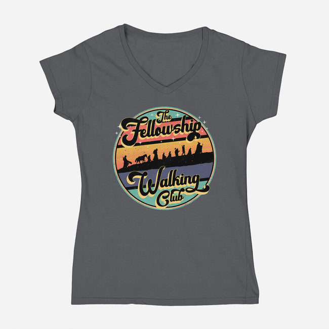 The Fellowship Walking Club-Womens-V-Neck-Tee-rocketman_art