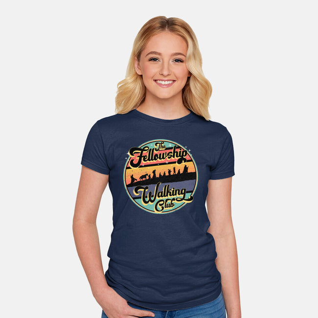 The Fellowship Walking Club-Womens-Fitted-Tee-rocketman_art