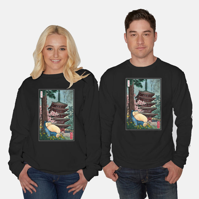 Taking A Nap In Japan-Unisex-Crew Neck-Sweatshirt-DrMonekers