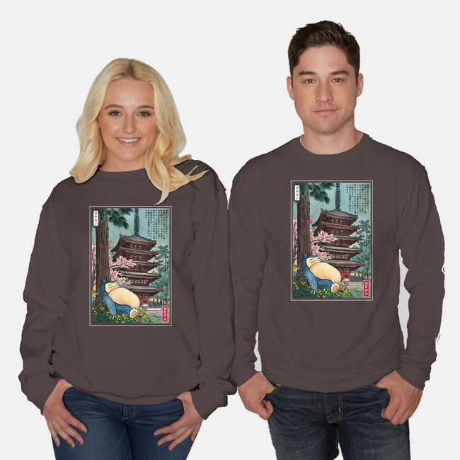 Taking A Nap In Japan-Unisex-Crew Neck-Sweatshirt-DrMonekers