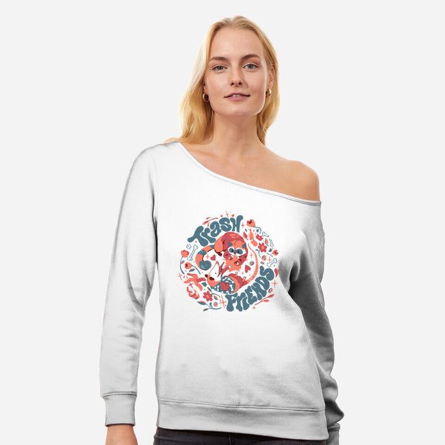 Trash Friends-Womens-Off Shoulder-Sweatshirt-Estudio Horta