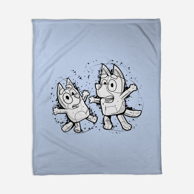 Cartoon Dog Sketch-None-Fleece-Blanket-nickzzarto