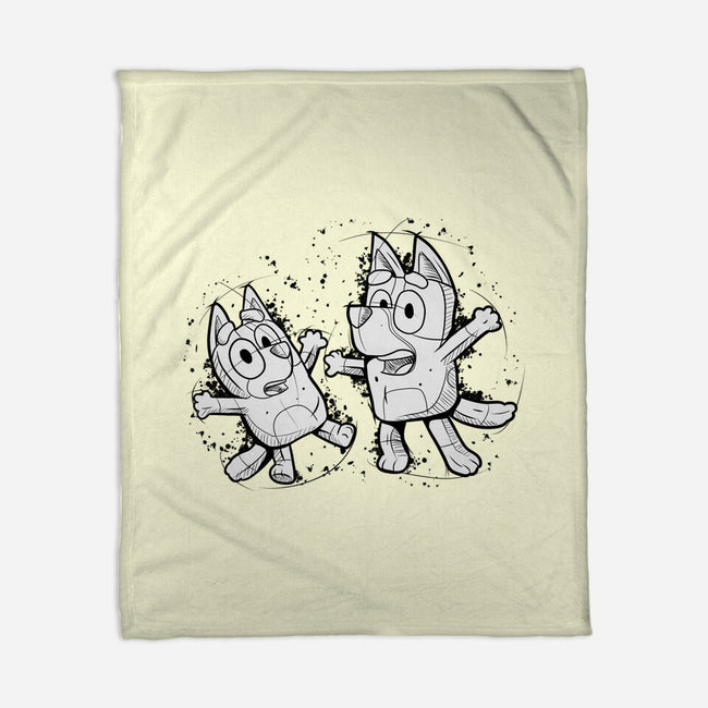 Cartoon Dog Sketch-None-Fleece-Blanket-nickzzarto