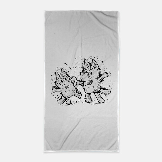 Cartoon Dog Sketch-None-Beach-Towel-nickzzarto