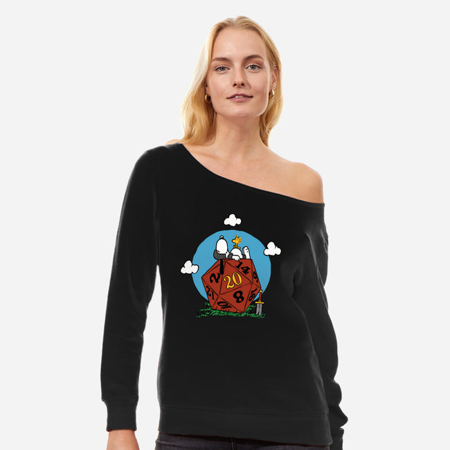 Comic Dog RPG-Womens-Off Shoulder-Sweatshirt-Studio Mootant