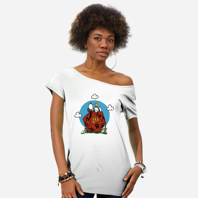 Comic Dog RPG-Womens-Off Shoulder-Tee-Studio Mootant