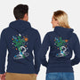 Astronaut Embroidery-Unisex-Zip-Up-Sweatshirt-NemiMakeit