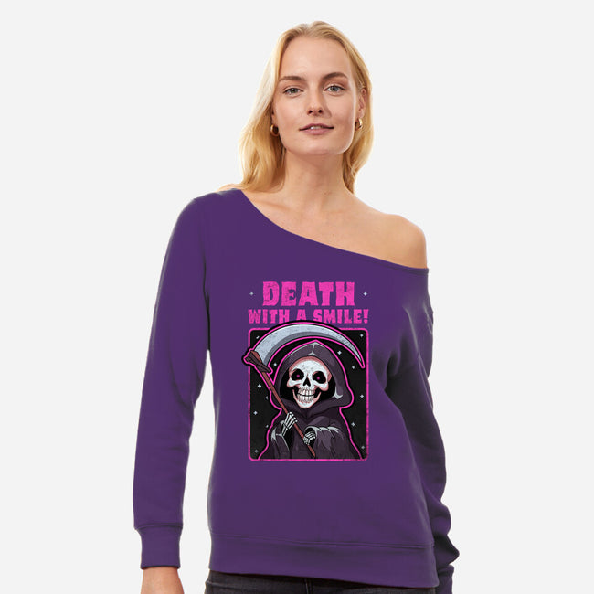 Death With A Smile-Womens-Off Shoulder-Sweatshirt-fanfreak1